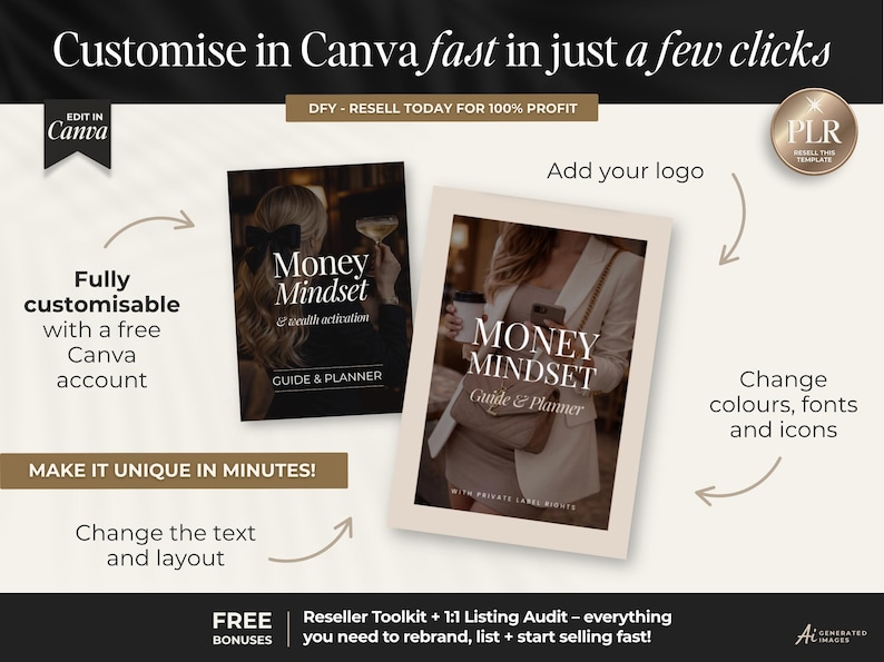 Geld Mindset Guide & Planer mit PLR, DFY Geld Mindset Digital Marketing Guide mit Wiederverkaufsrechten, PLR Digitales Produkt zum Verkaufen auf Etsy Bild 6