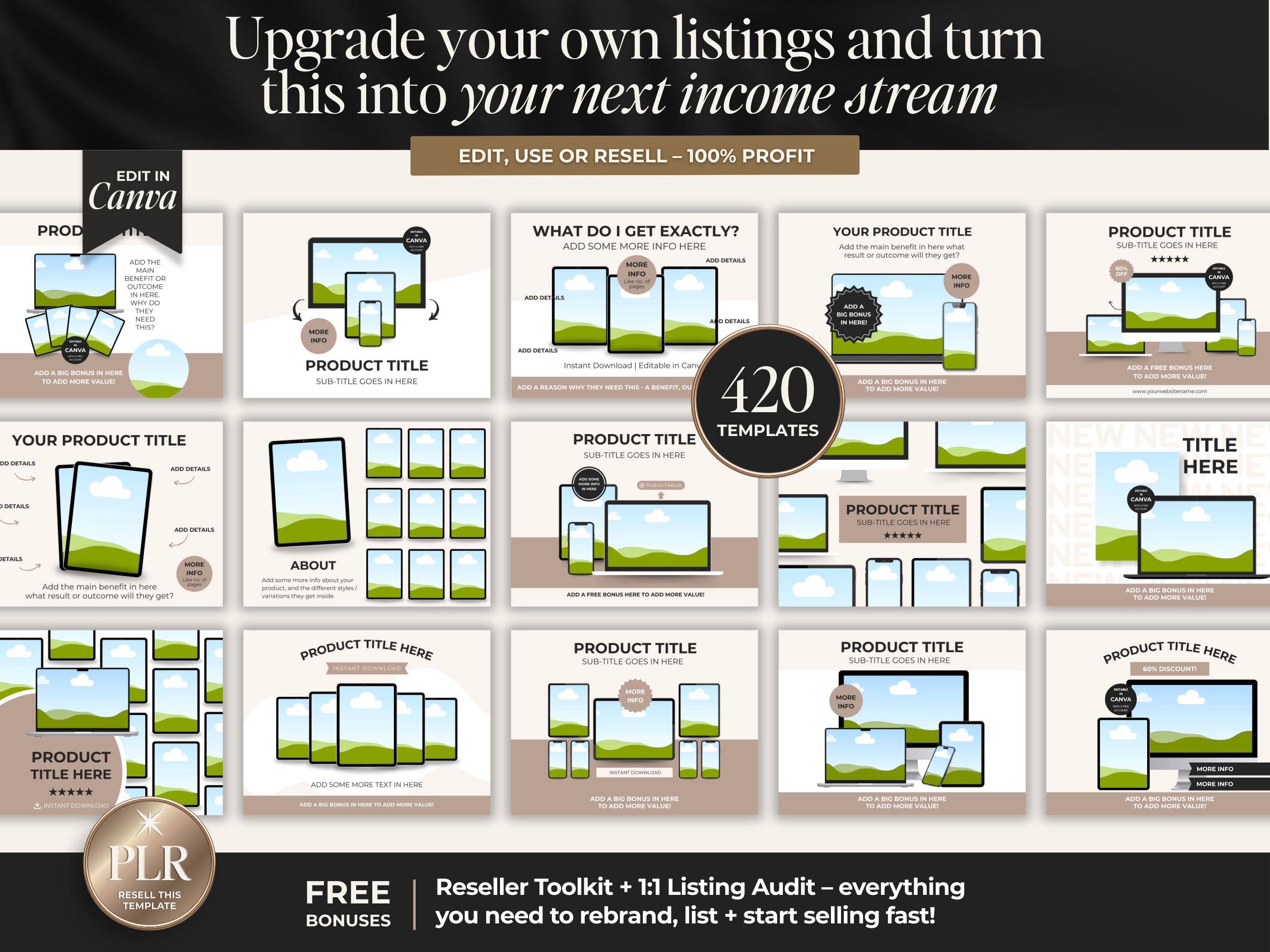 Multi Device Canva Mockup Templates for Digital Product Listings, DFY ...