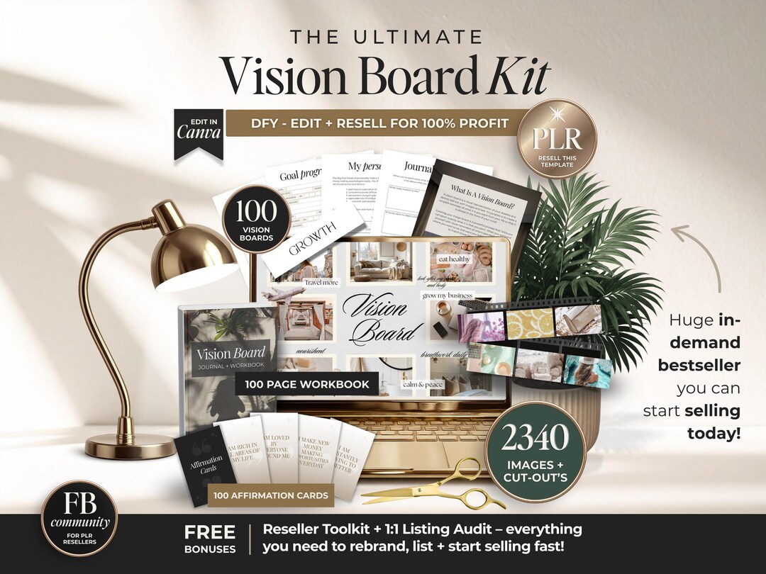 Ultimate 2026 Vision Board Kit PLR, DFY Vision Board Kit With Resell ...