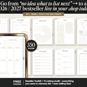 2026 / 2027 / undated digital planner bundle with resell rights