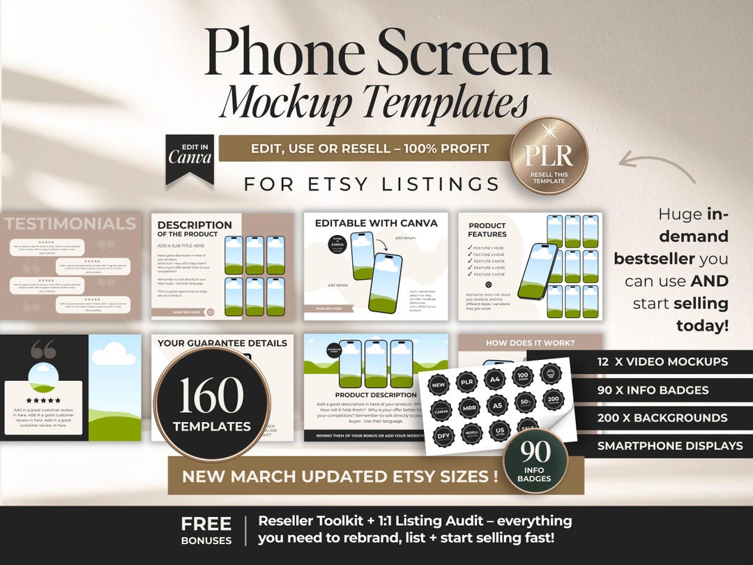 Template Using Phone Phone Screen Mockup Templates for Digital Product Etsy Listings With ...