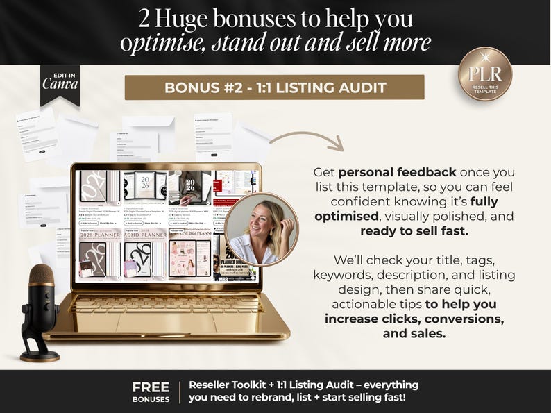 free bonus 1:1 Etsy listing audit when you purchase this 2027 digital planner