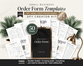 PLR Order Form Template Bundle For Small Business, Editable Order Form Kit With PLR For Etsy Sellers, DFY Digital Product To Resell On Etsy