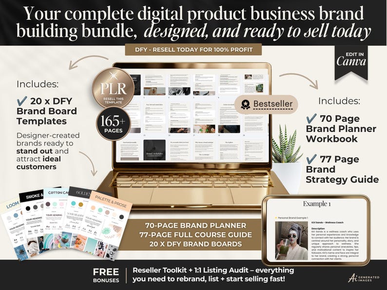 Digital product brand planner and strategy bundle