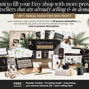 PLR digital product bestsellers bundle to sell on Etsy for passive income