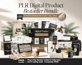 PLR Digital Product Bestseller Bundle, DFY Canva Templates With Resell Rights, Trending Digital Products To Sell on Etsy for Passive Income