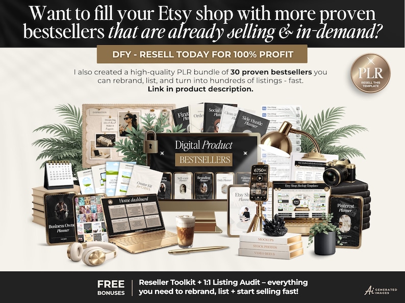 plr digital product bestsellers bundle to sell on Etsy for 100% profit