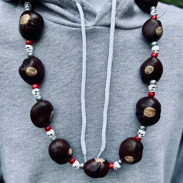 Ohio State Buckeye Skull Necklace, High Quality Ohio Buckeyes - 14 Included!