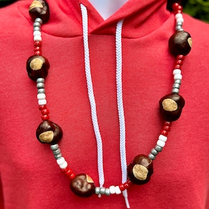 Kids Classic Ohio State Buckeye Necklace, 10 High Quality Ohio Buckeyes Included!