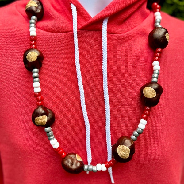 Kids Classic Ohio State Buckeye Necklace, 10 High Quality Ohio Buckeyes Included!