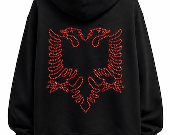 Felpa con cappuccio Aquila albanese nera