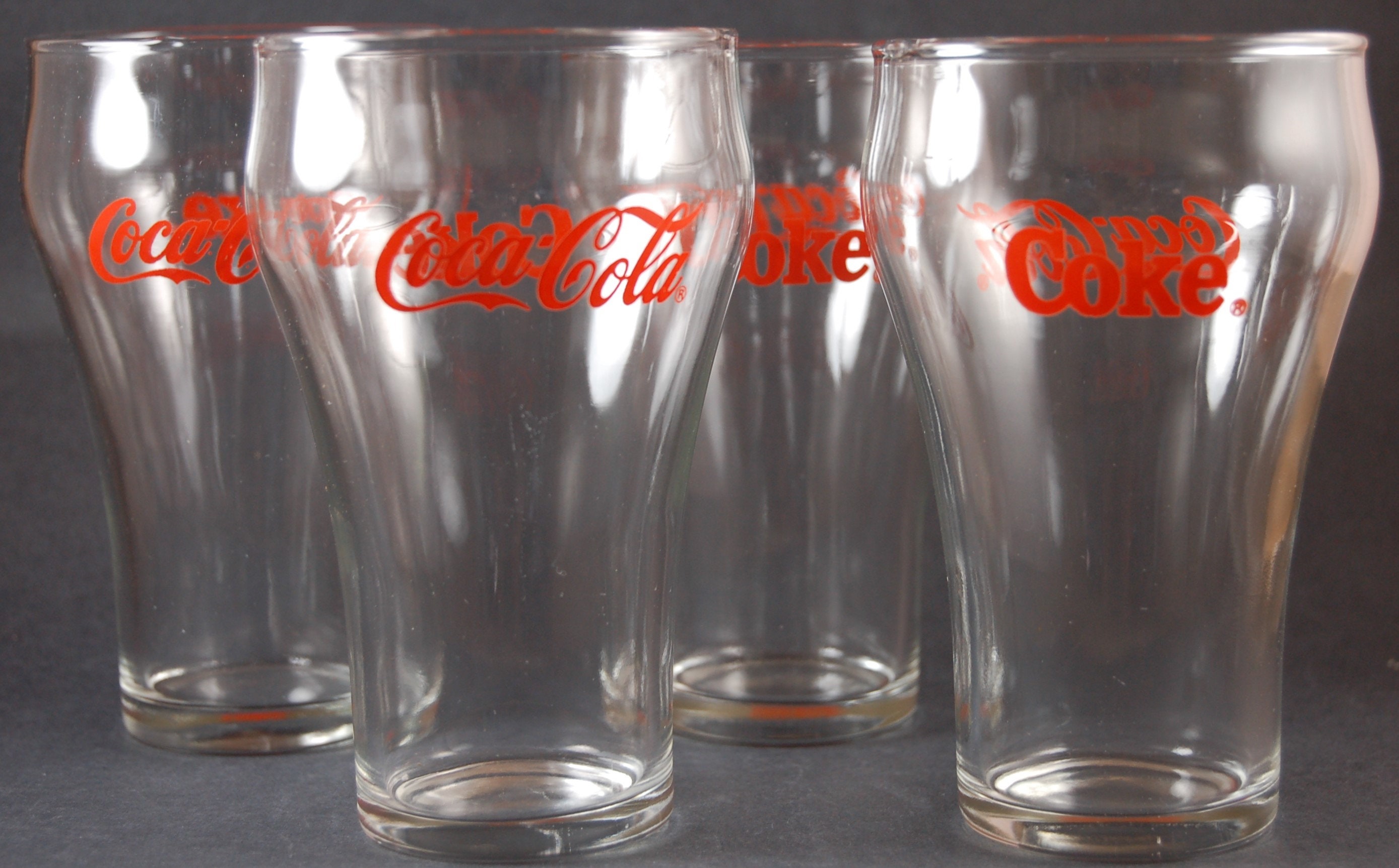 Vintage 12 Oz. Bell Coke Glasses. Red Lettering. Set of 4 Etsy