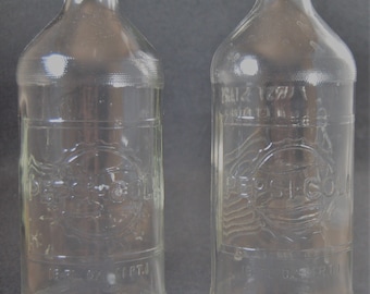 Vintage Pepsi Cola Set of 2 - 16 Oz.1976 Bicentennial Glass Soda bottles