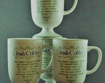 Irish Coffee Pedestal Mug Recipe On Mug. Set of 4 mugs