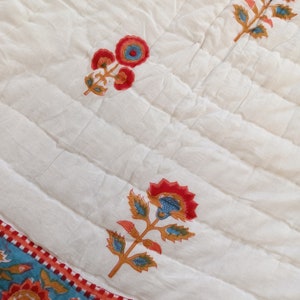 Shopgulaal gulaal Indian Jaipuri Block Print Quilt Printed Reversible Razai Cotton Handmade Floral Quilt, Jaipuri razai, Bedspread Comforter image 6