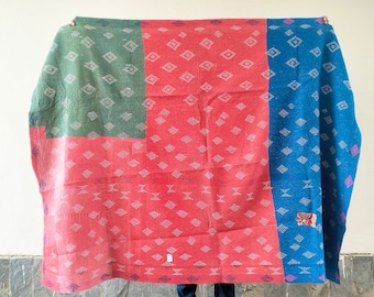 Vintage Kantha Quilt Reversible Kantha Throw Cotton Quilt Handmade Kantha Bedspread Kantha Bed cover Hand stitched Quilt