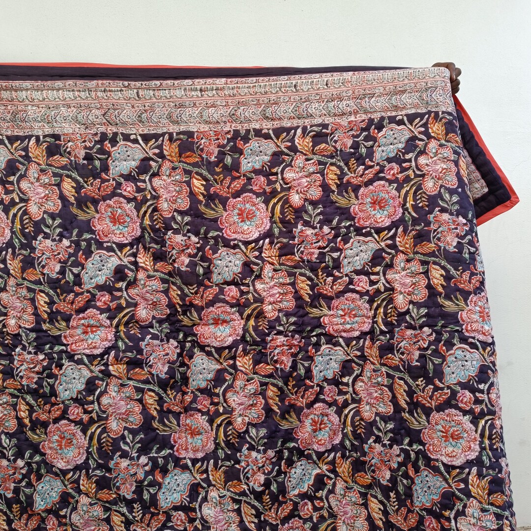 Anokhi Indian Jaipuri Block Print Quilt Printed Reversible Razai Cotton