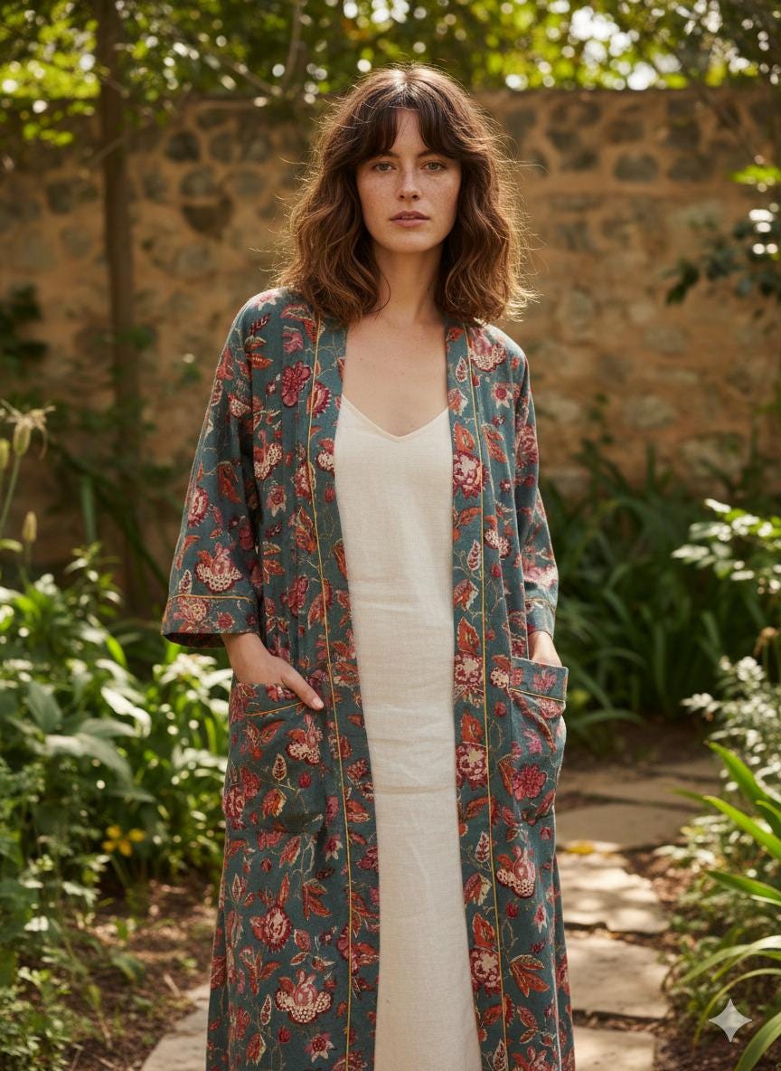 Try Robe Summer Blockprint Robe 100% Cotton Anokhi Robes Cotton Kimono, Bath ...