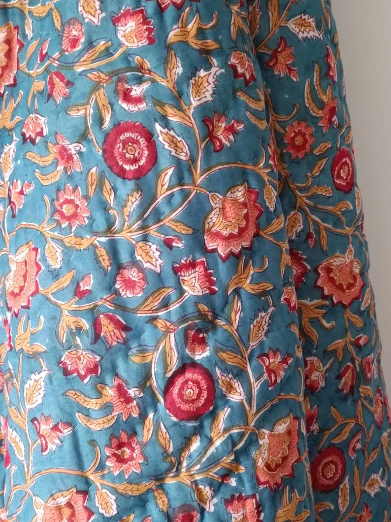 Acquista Gulaal Indian Jaipuri Block Print Trapunta Stampata Reversibile Razai Cotone Trapunta floreale fatta a mano, Jaipuri razai, Copriletto Comforter immagine 7