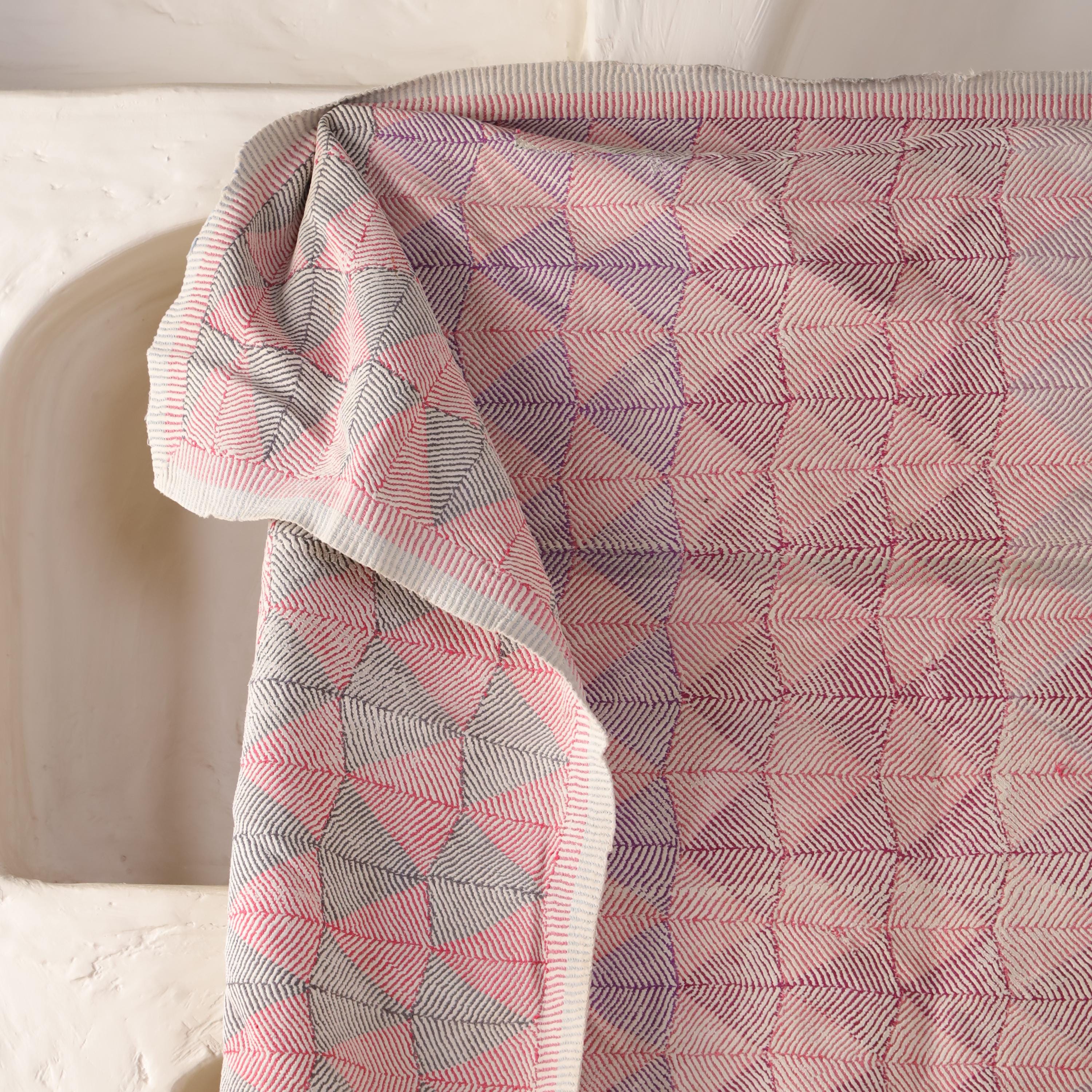 Z1 Vintage Kantha Block Print Quilt Reversible Kantha Throw Cotton