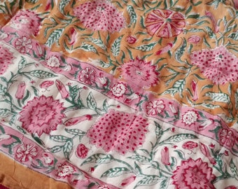 Couette indienne Jaipuri Block Print réversible Razai en coton imprimé floral fait main, Jaipuri razai, Couette couvre-lit