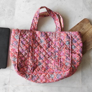 Set of 2 Quilted Bags from Anokhi India high quality block print bags tote bags Jaipur bags block bags 69.9