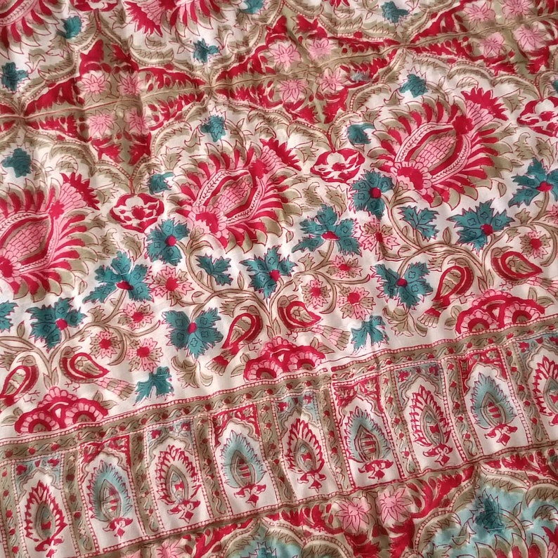 Shopgulaal gulaal Indian Jaipuri Block Print Quilt Printed Reversible Razai Cotton Handmade Floral Quilt, Jaipuri razai, Bedspread Comforter image 9