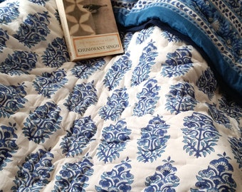 Shopgulaal gulaal Indian Jaipuri Block Print Quilt Printed Reversible Razai Cotton Handmade Floral Quilt, Jaipuri razai, Bedspread Comforter