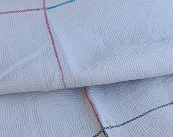 Vintage Kantha Quilt Reversible Kantha Throw Cotton Quilt Handmade Kantha Bedspread Kantha Bed cover Hand stitched Quilt