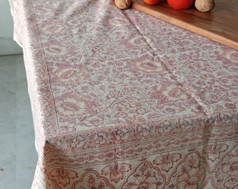 Table Covers from Gulaal Table Cover 6 Seater Indian Block Print Floral Cotton Table Cover Table Cloth Runner Mats Napkins Set