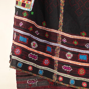 Exquisite Antique Rabari Shawl | Handwoven Vintage Textile | Traditional Indian Embroidery | Unique Home Decor or Gift Antique Shawl, Rabari