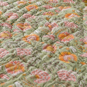 Shopgulaal gulaal Indian Jaipuri Block Print Quilt Printed Reversible Razai Cotton Handmade Floral Quilt, Jaipuri razai, Bedspread Comforter