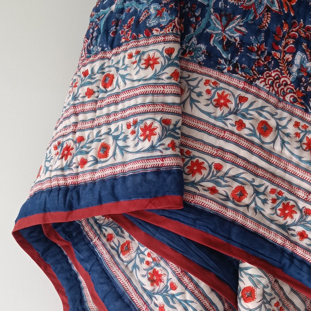Anokhi Indian Jaipuri Block Print Quilt Printed Reversible Razai Cotton