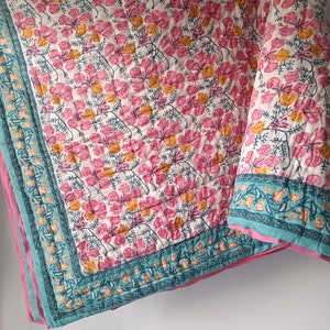 Gulaal Indian Jaipuri Block Print Quilt Printed Reversible Razai Cotton Handmade Floral Quilt, Jaipuri razai, Bedspread Comforter