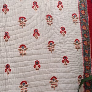 Shopgulaal gulaal Indian Jaipuri Block Print Quilt Printed Reversible Razai Cotton Handmade Floral Quilt, Jaipuri razai, Bedspread Comforter image 10