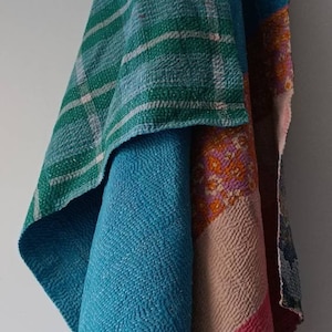 Vintage Kantha Quilt Reversible Kantha Throw Cotton Quilt Handmade Kantha Bedspread Kantha Bed cover Hand stitched Quilt JAN 250106