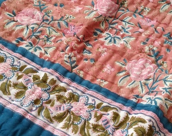 Shopgulaal gulaal Jaipuri Block Print Quilt Gedruckt Reversible Mazedonien / Nappa Baumwolle Handgefertigte Blumendecke