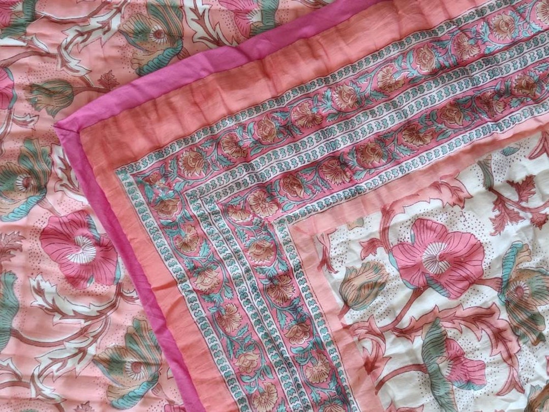 Gulaal Indian Jaipuri Block Print Quilt Printed Reversible Razai Cotton