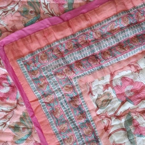 Gulaal Indian Jaipuri Block Print Quilt Printed Reversible Razai Cotton Handmade Floral Quilt, Jaipuri razai, Bedspread Comforter