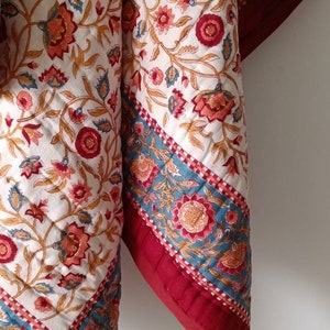 Acquista Gulaal Indian Jaipuri Block Print Trapunta Stampata Reversibile Razai Cotone Trapunta floreale fatta a mano, Jaipuri razai, Copriletto Comforter immagine 10