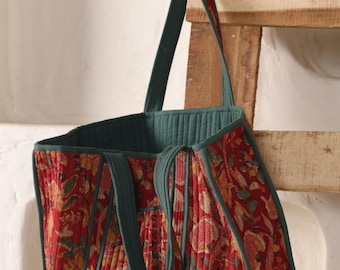 Set of 2 Quilted Bags from Gulaal India high quality block print bags tote bags Jaipur bags block bags