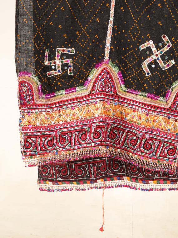 Exquisite Antique Rabari Shawl | Handwoven Vintage Textile | Traditional Indian Embroidery | Unique Home Decor or Gift Antique Shawl, Rabari