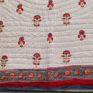 Shopgulaal gulaal Indian Jaipuri Block Print Quilt Printed Reversible Razai Cotton Handmade Floral Quilt, Jaipuri razai, Bedspread Comforter image 5