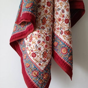 Shop Gulaal Indian Jaipuri Block Print Quilt Printed Reversible Razai Cotton Handmade Floral Quilt, Jaipuri razai, Bedspread Comforter image 8