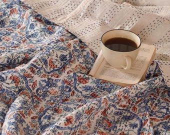 Queen Size Block print Kantha Block Print Quilt Kantha Throw Cotton Quilt Handmade Kantha Bedspread Kantha Bed cover Hand stitched Quilt