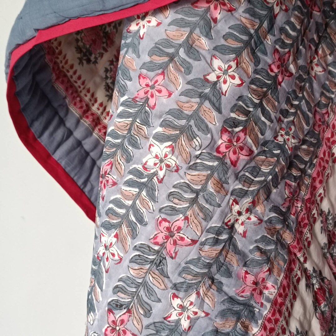 Anokhi Indian Jaipuri Block Print Quilt Printed Reversible Razai Cotton