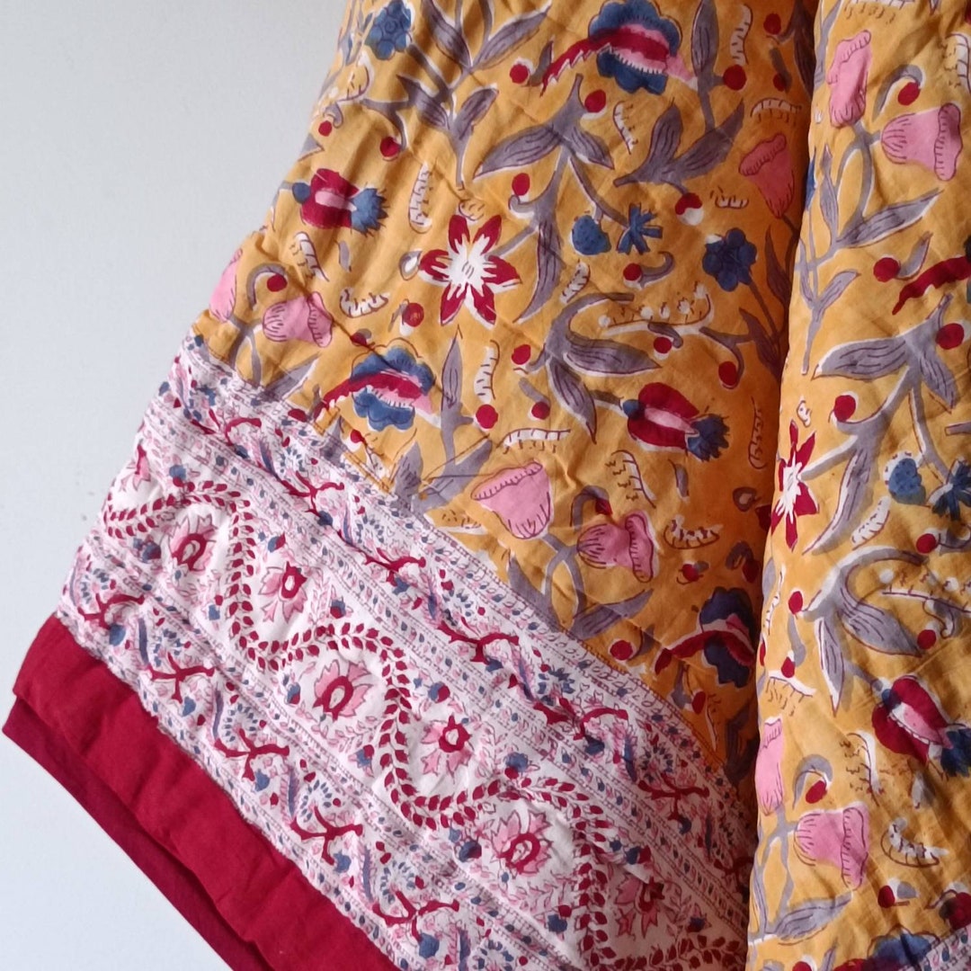 Shopgulaal Gulaal Indian Jaipuri Block Print Quilt Printed Reversible