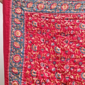 Shopgulaal Indian Jaipuri Block Print Quilt Printed Reversible Razai Cotton Handmade Floral Quilt, Jaipuri razai, Bedspread