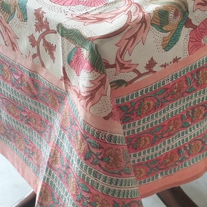 Set of 3 Table Covers from Gulaal Table Cover 6 Seater Indian Block Print Floral Cotton Table Cover Table Cloth Runner Mats Napkins Set