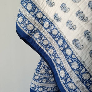Shopgulaal gulaal Indian Jaipuri Block Print Quilt Printed Reversible Razai Cotton Handmade Floral Quilt, Jaipuri razai, Bedspread Comforter